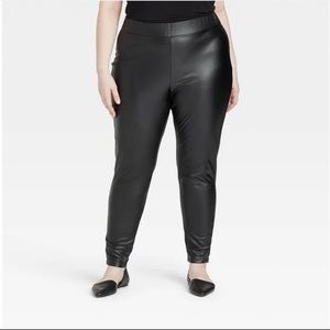 Ava & Viv sz:3X Black Faux Leather High-Waisted Stretch Waistband Leggings